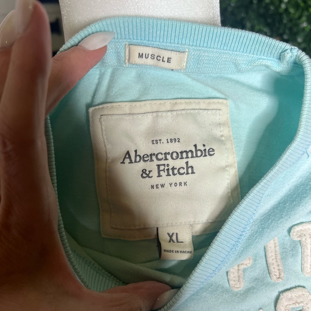 Abercrombie & Fitch Vintage Light Aqua Crewneck Tee - Picture 2 of 2